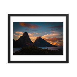 St. Lucia's Pitons at Sunrise Framed