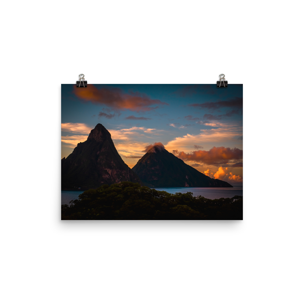 St. Lucia's Pitons Sunrise Print