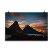 Load image into Gallery viewer, St. Lucia&#39;s Pitons Sunrise Print