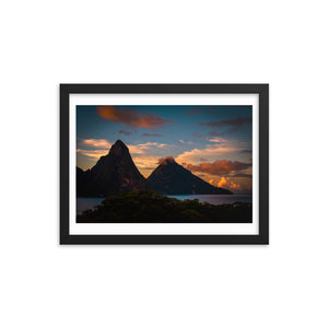 St. Lucia's Pitons at Sunrise Framed