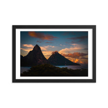 Load image into Gallery viewer, St. Lucia&#39;s Pitons at Sunrise Framed