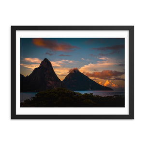 St. Lucia's Pitons at Sunrise Framed